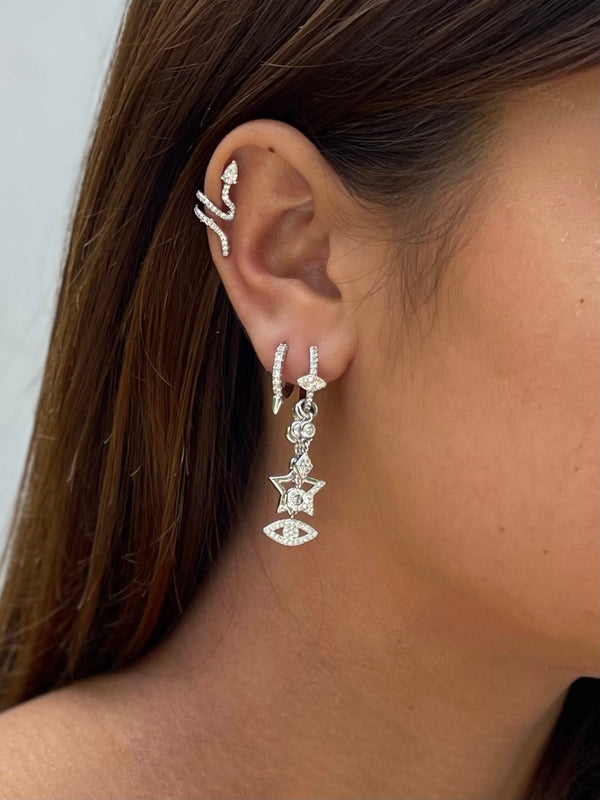 zilveren ster oorbellen|silver star earrings|long earrings silver|statement oorbellen zilver