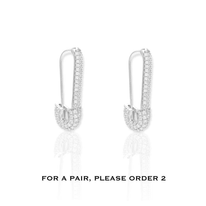 Safety Pin Earring Silver